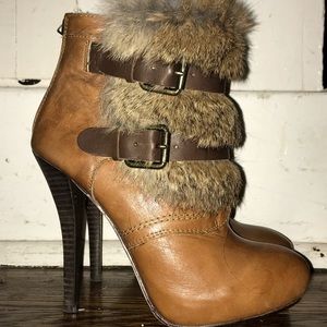 Dolce vita Tatum leather high heeled boots w/ fur